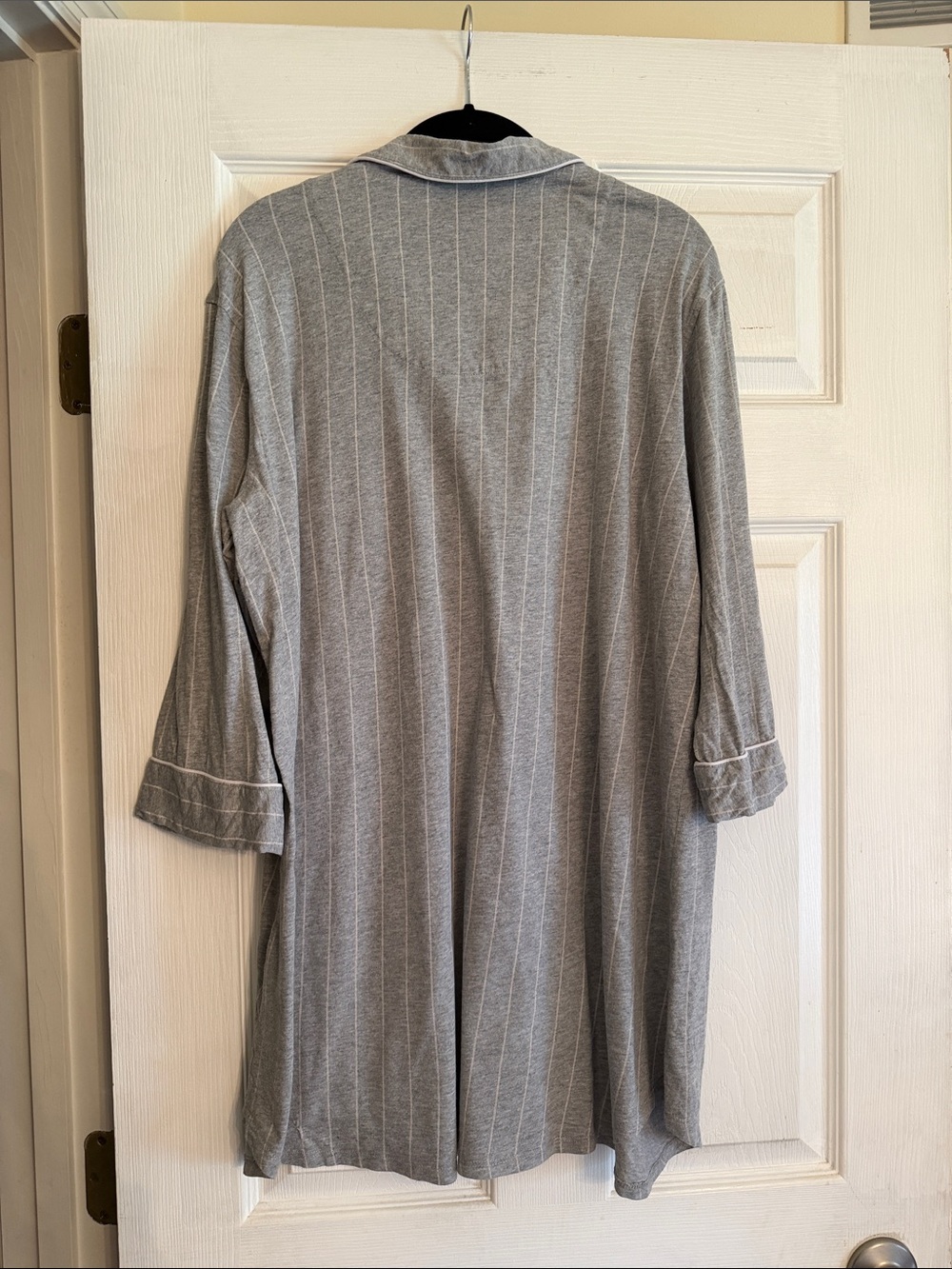 Lauren Ralph Lauren Gray Pinstripe Button-Up Nightshirt with RLL Monogram XL - Picture 4 of 4
